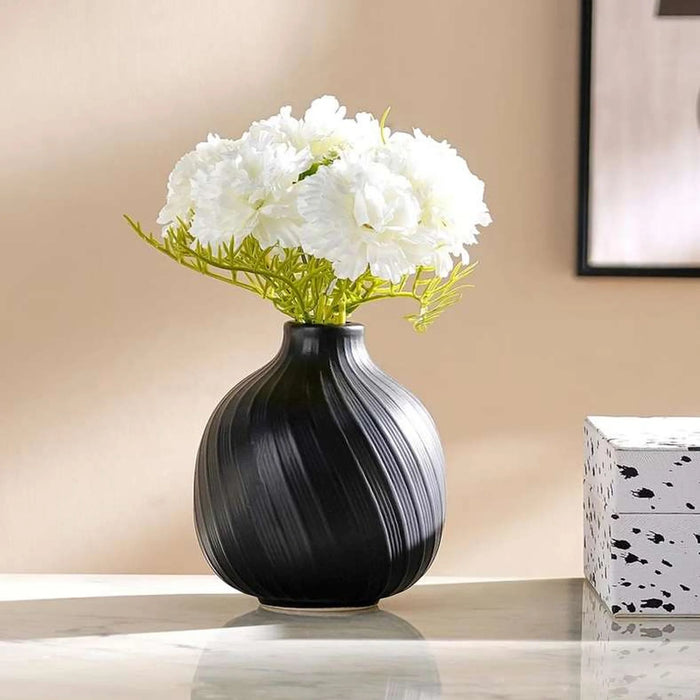 Rhode Ceramic Bud Swirl Vase 12.6X12.6X14.3Cm - Black