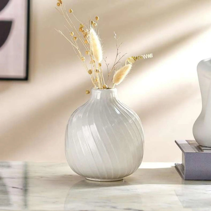 Rhode Ceramic Bud Swirl Vase 12.6X12.6X14.3Cm - White