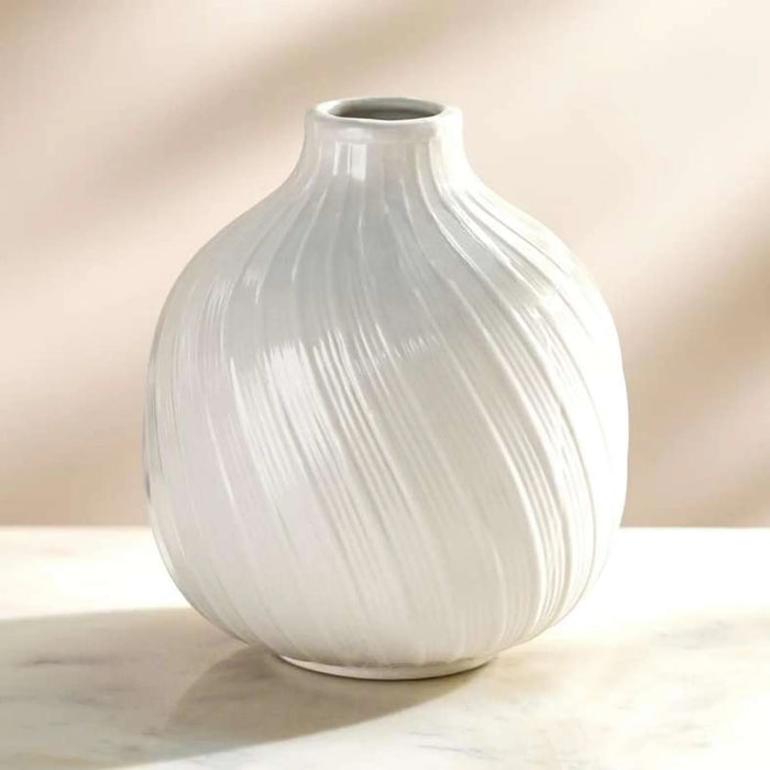 Rhode Ceramic Bud Swirl Vase 12.6X12.6X14.3Cm - White