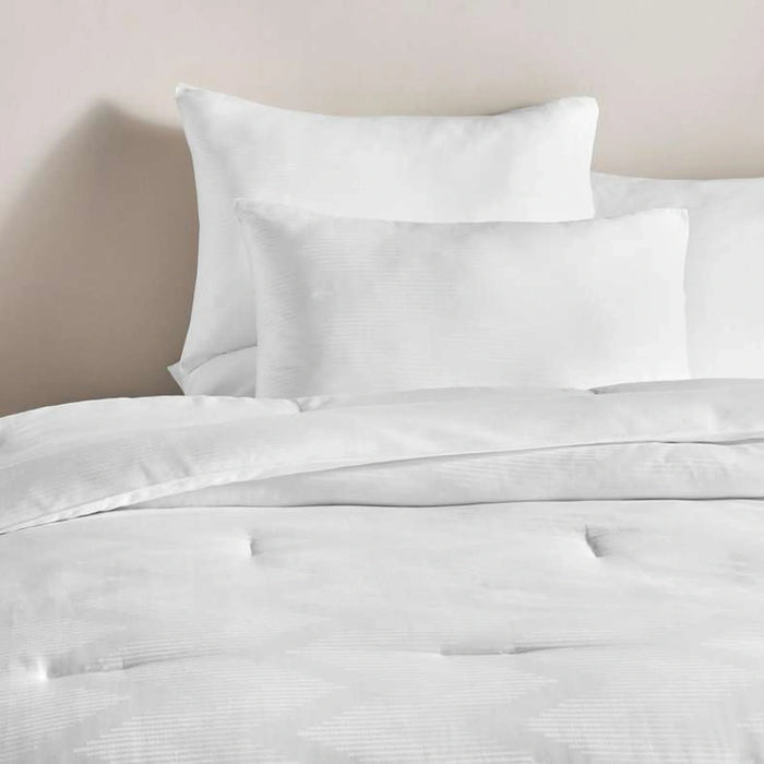 Rib Jacquard  3-Piece King Comforter Set 240X260Cm - White