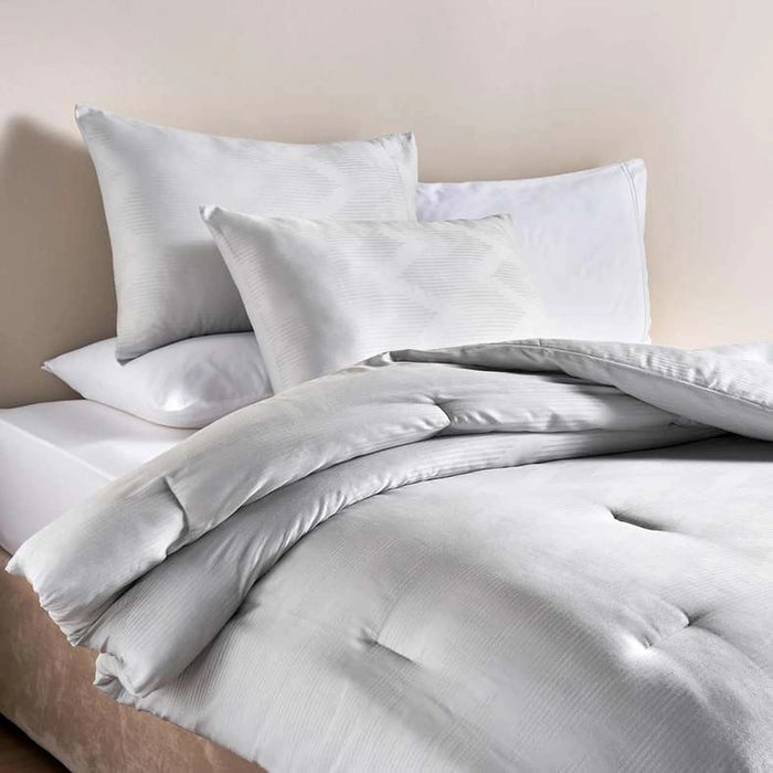 Rib Jacquard  3-Piece Queen Comforter Set 200X240Cm - Grey