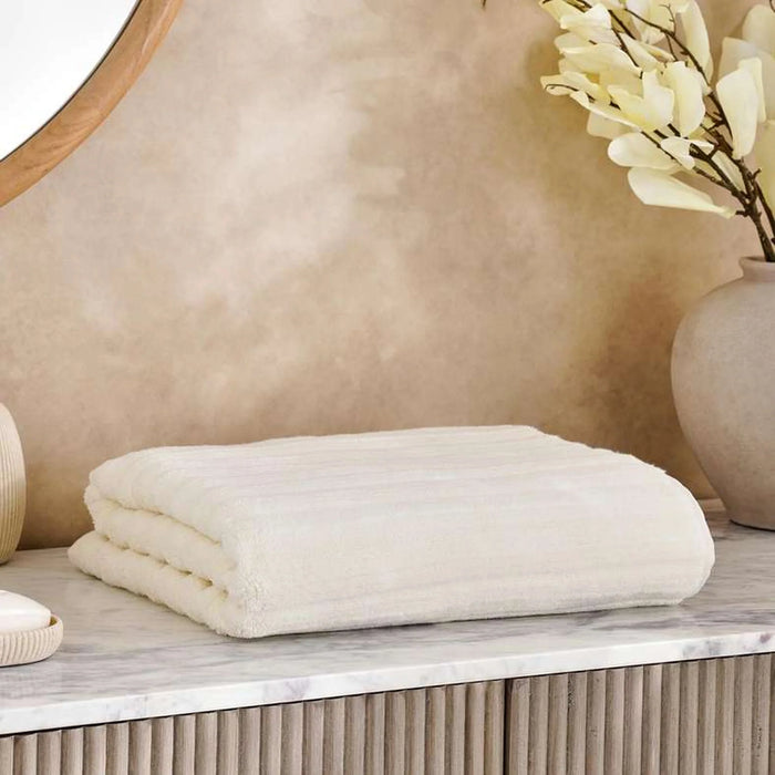 Ribbed Zero Twist Bath Sheet 90X150Cm - Cream