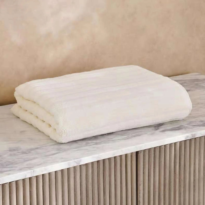 Ribbed Zero Twist Bath Sheet 90X150Cm - Cream