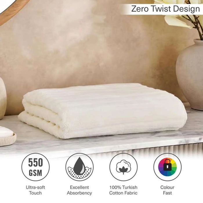 Ribbed Zero Twist Bath Sheet 90X150Cm - Cream