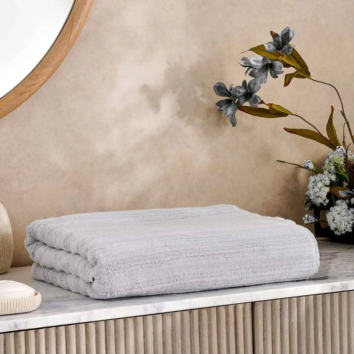 Ribbed Zero Twist Bath Sheet 90X150Cm - Grey
