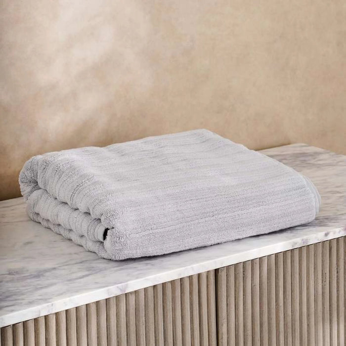 Ribbed Zero Twist Bath Sheet 90X150Cm - Grey