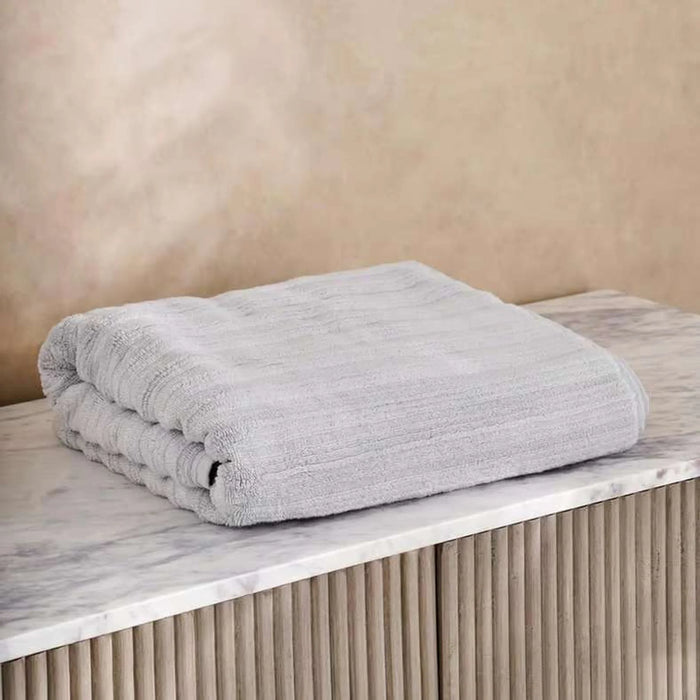 Ribbed Zero Twist Bath Sheet 90X150Cm - Grey