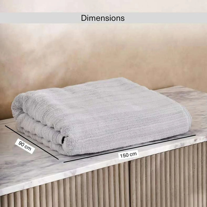 Ribbed Zero Twist Bath Sheet 90X150Cm - Grey