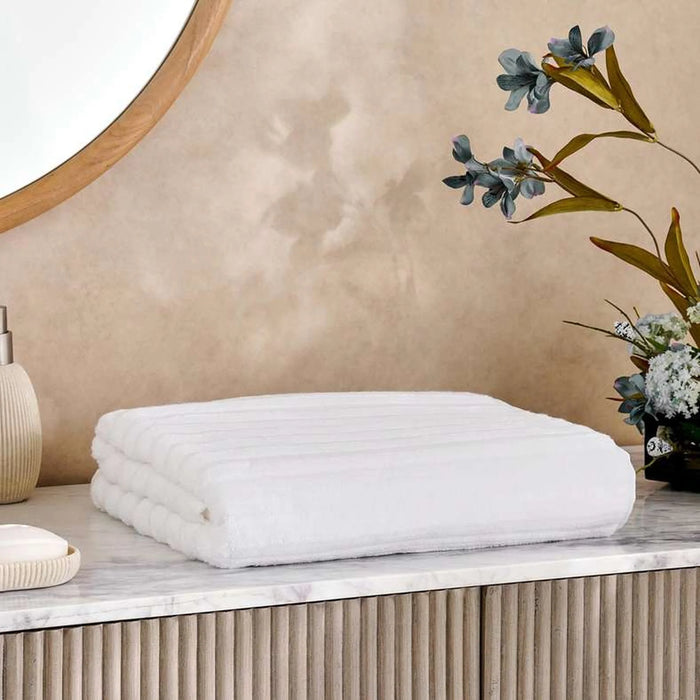 Ribbed Zero Twist Bath Sheet  90X150Cm - White