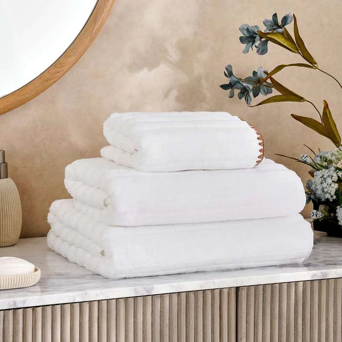 Ribbed Zero Twist Bath Sheet  90X150Cm - White