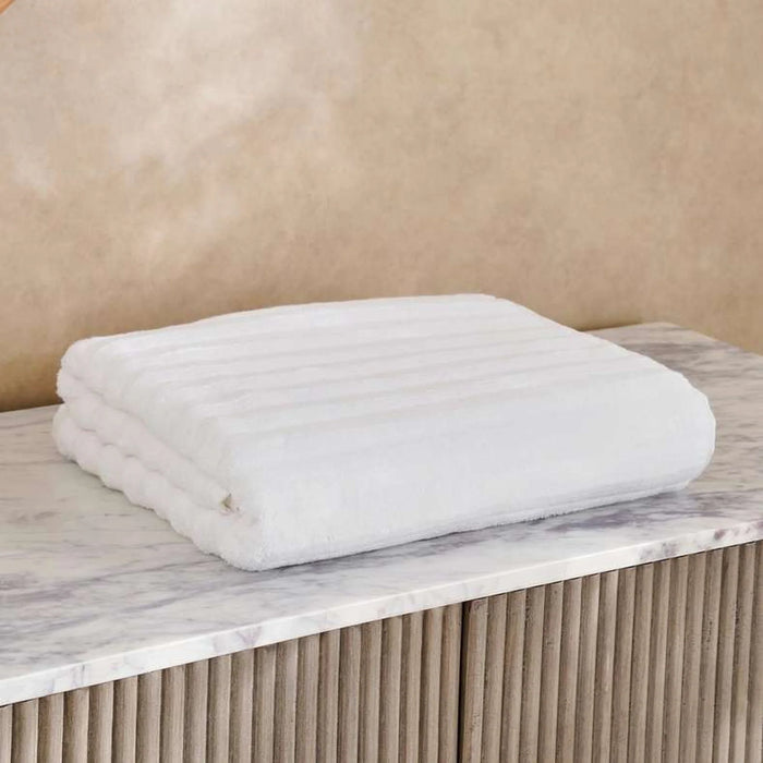 Ribbed Zero Twist Bath Sheet  90X150Cm - White