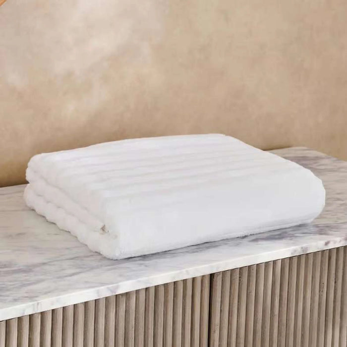 Ribbed Zero Twist Bath Sheet  90X150Cm - White