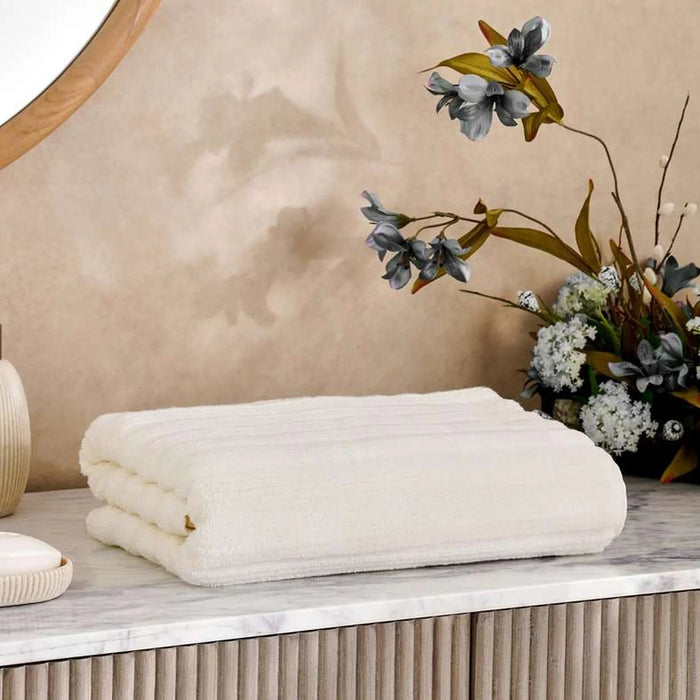 Ribbed Zero Twist Bath Towel 70X140Cm - Cream