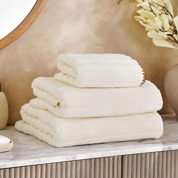 Ribbed Zero Twist Bath Towel 70X140Cm - Cream