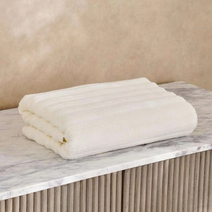 Ribbed Zero Twist Bath Towel 70X140Cm - Cream
