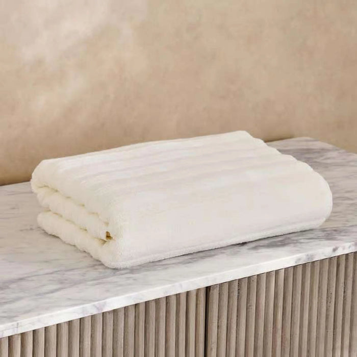 Ribbed Zero Twist Bath Towel 70X140Cm - Cream