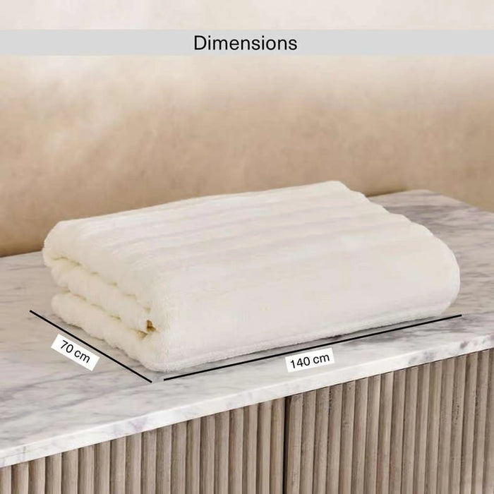 Ribbed Zero Twist Bath Towel 70X140Cm - Cream