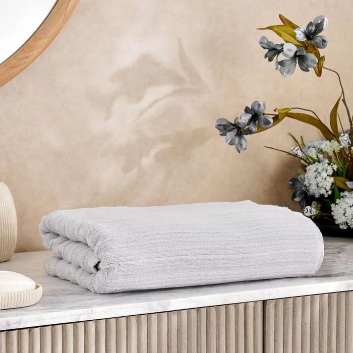 Ribbed Zero Twist Bath Towel 70X140Cm - Grey