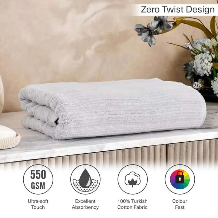 Ribbed Zero Twist Bath Towel 70X140Cm - Grey