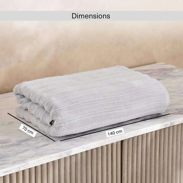 Ribbed Zero Twist Bath Towel 70X140Cm - Grey