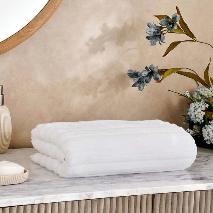 Ribbed Zero Twist Bath Towel 70X140Cm - White