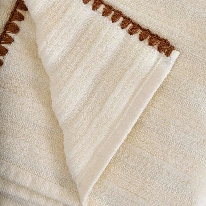 Ribbed Zero Twist Oyster Stitch Hand Towel 50X90Cm - Cream