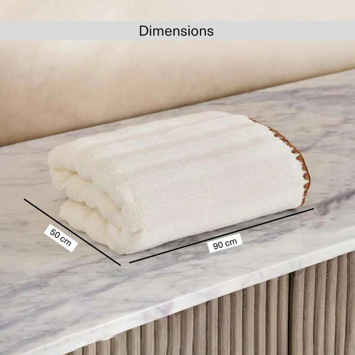 Ribbed Zero Twist Oyster Stitch Hand Towel 50X90Cm - Cream