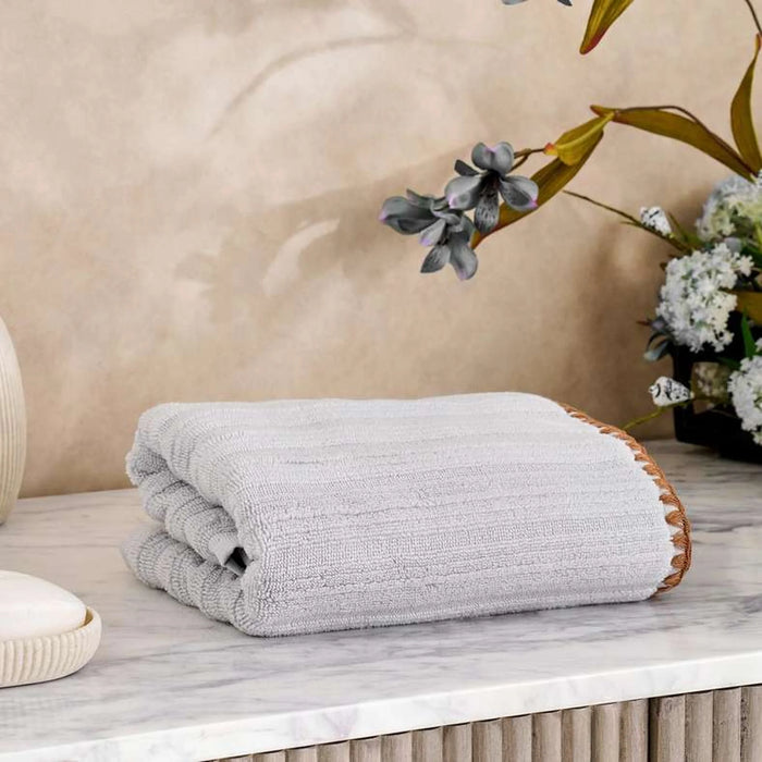 Ribbed Zero Twist Oyster Stitch Hand Towel  50X90Cm - Grey