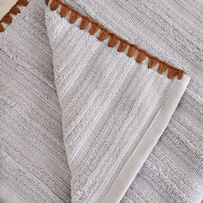 Ribbed Zero Twist Oyster Stitch Hand Towel  50X90Cm - Grey