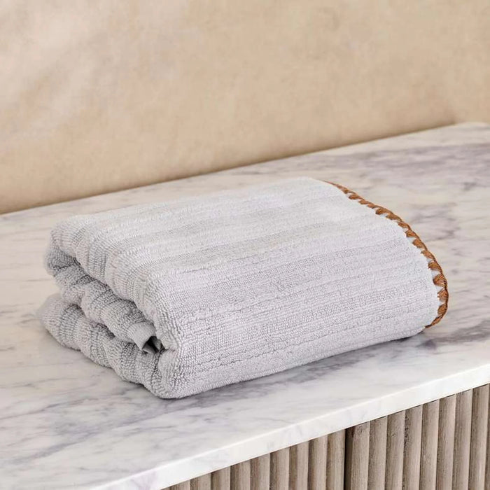 Ribbed Zero Twist Oyster Stitch Hand Towel  50X90Cm - Grey