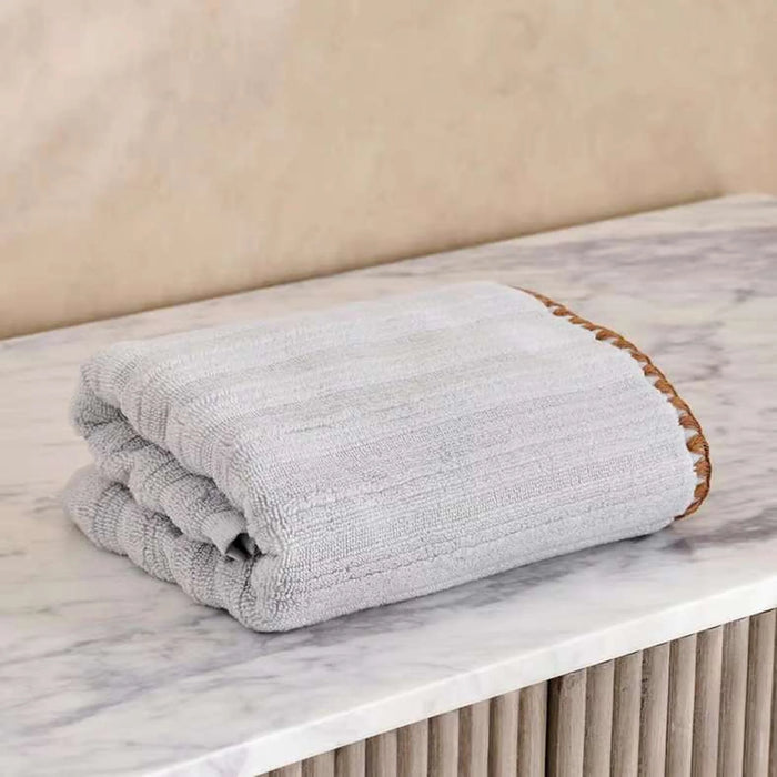 Ribbed Zero Twist Oyster Stitch Hand Towel  50X90Cm - Grey