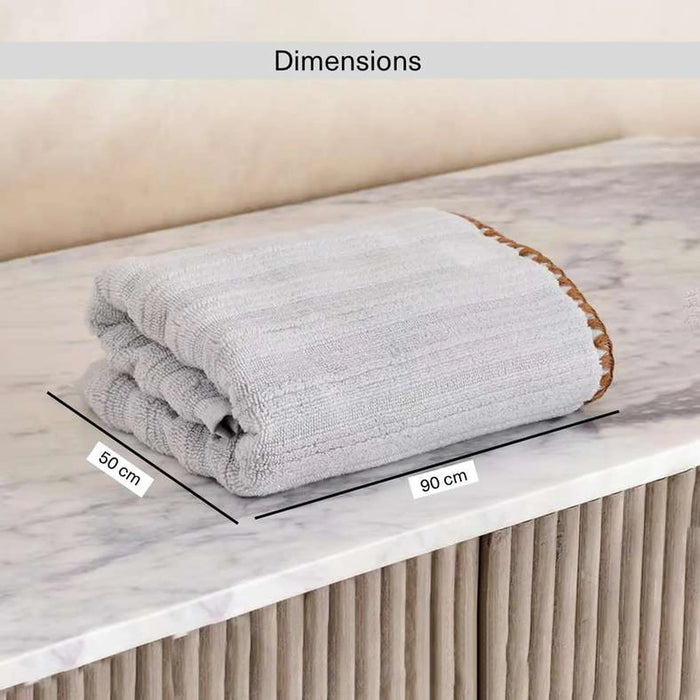 Ribbed Zero Twist Oyster Stitch Hand Towel  50X90Cm - Grey