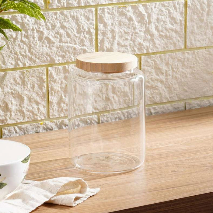Rica Glass Jar With Bamboo Lid 1.2L - Clear