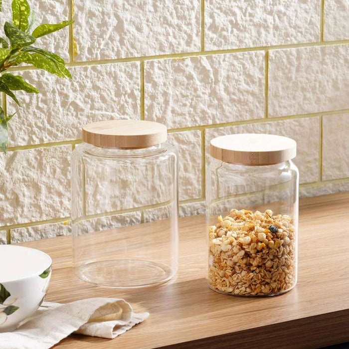 Rica Glass Jar With Bamboo Lid 1.2L - Clear