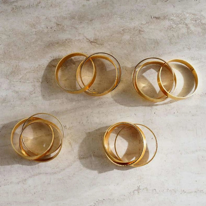 Rimac 4 Piece Napkin Ring Set Dia4Cm - Gold Pan Home