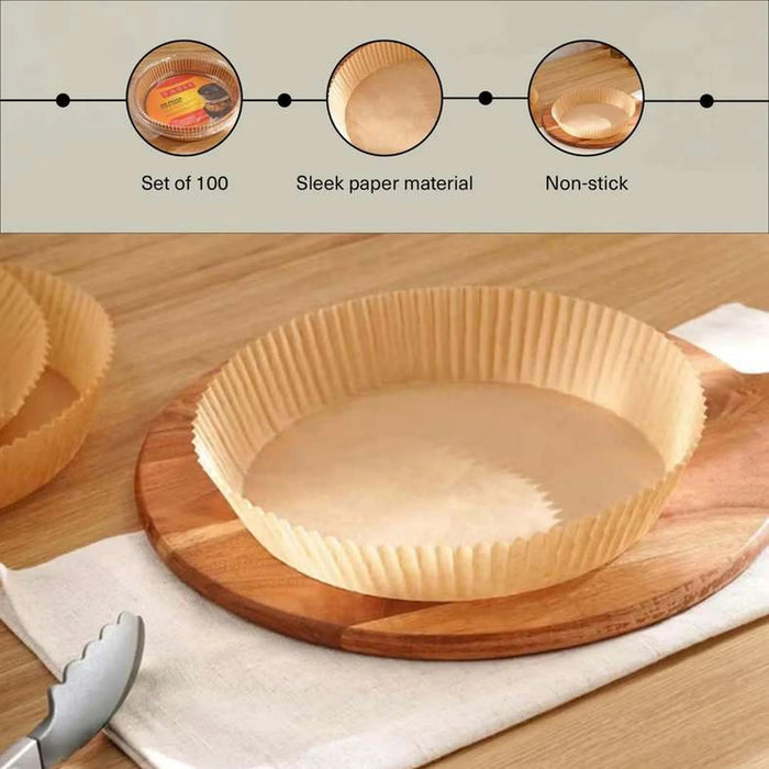 Rina 100-Piece Air Fryer Liner Dia20X4.5Cm - Brown Pan Home