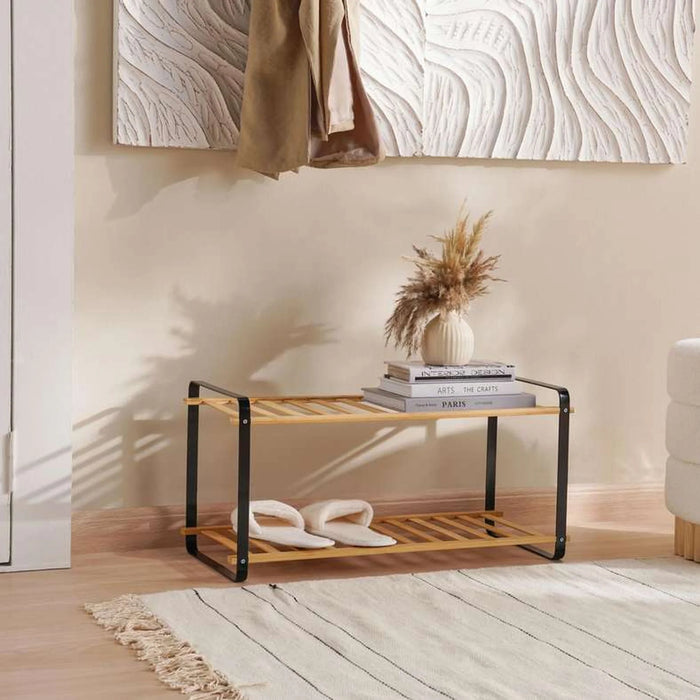 Rina 2 Tier Bamboo Shoerack 66X28X32Cm - Natural And Black