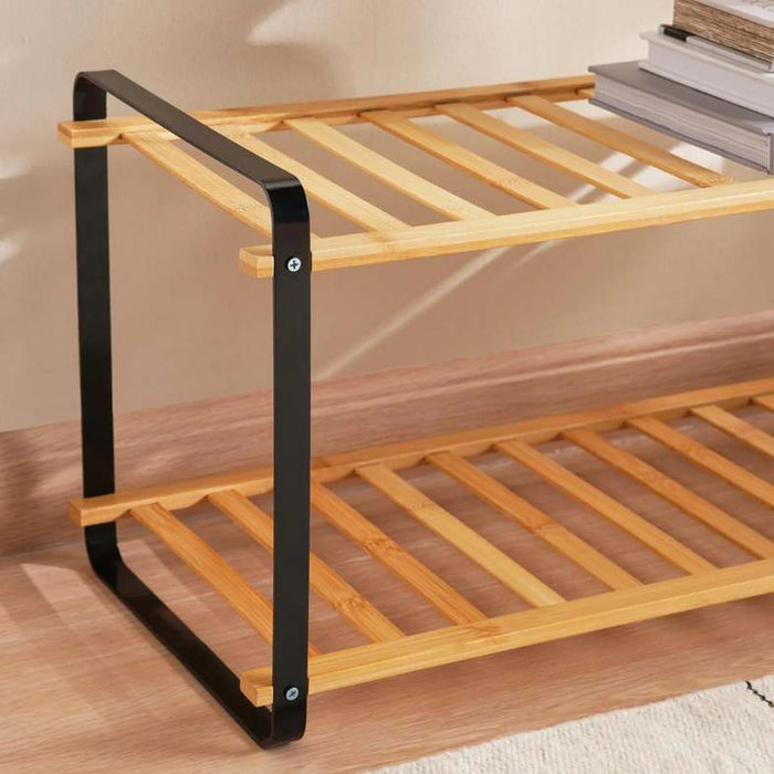 Rina 2 Tier Bamboo Shoerack 66X28X32Cm - Natural And Black