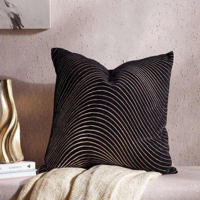Ripple Glam Velvet Down Alternative Filled Cushion 50X50Cm - Black Pan Home