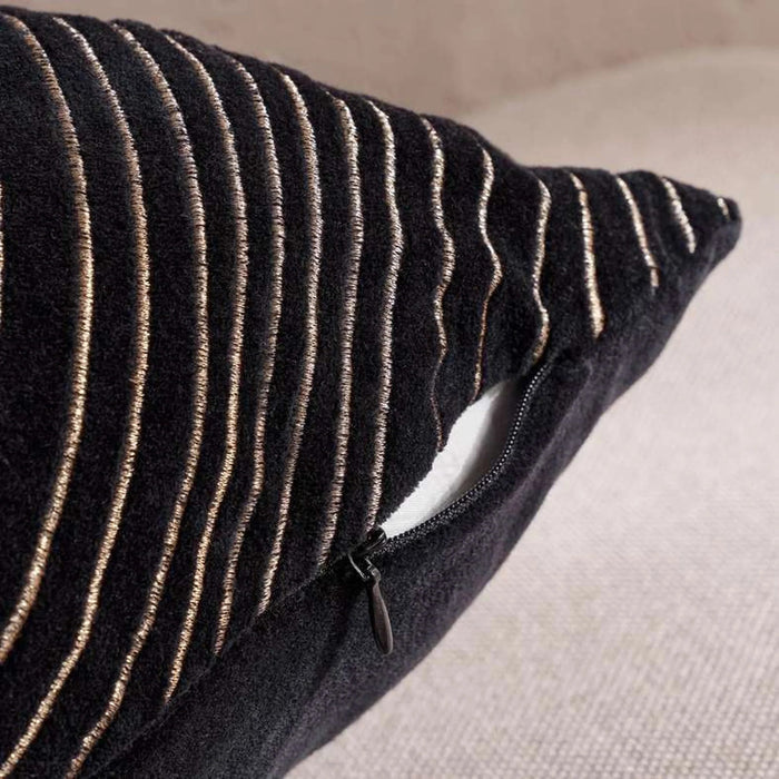Ripple Glam Velvet Down Alternative Filled Cushion 50X50Cm - Black Pan Home