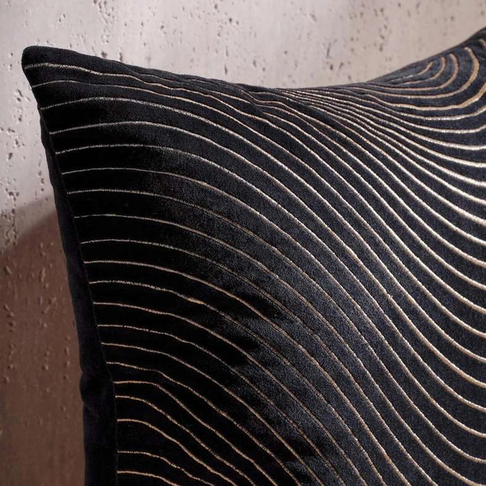 Ripple Glam Velvet Down Alternative Filled Cushion 50X50Cm - Black Pan Home