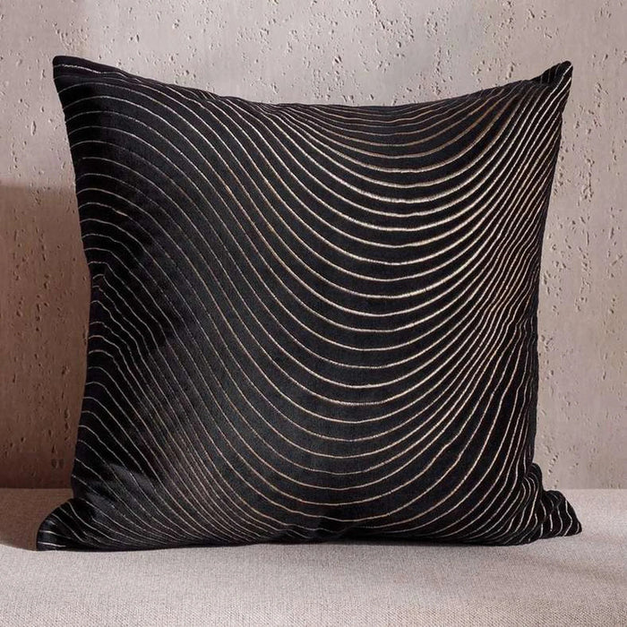 Ripple Glam Velvet Down Alternative Filled Cushion 50X50Cm - Black Pan Home