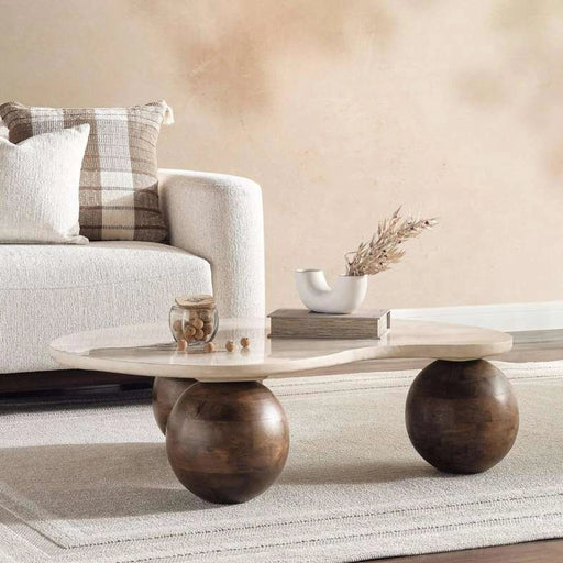 Riva Coffee Table Treventine - Cream Brown Pan Home