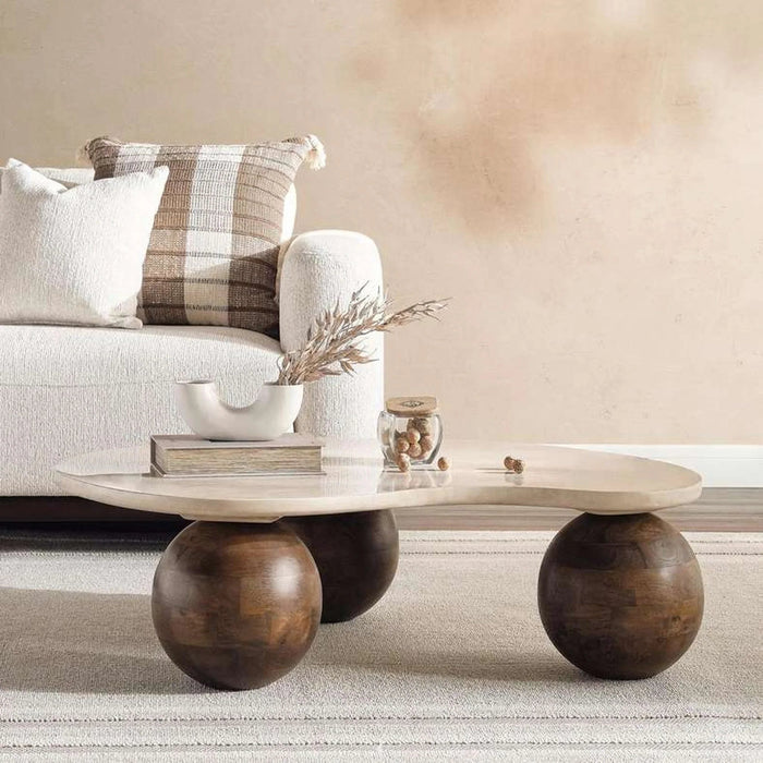 Riva Coffee Table Treventine - Cream Brown Pan Home