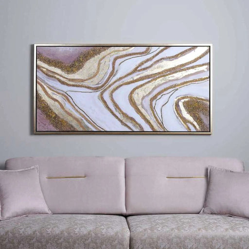 River Sand Framed Canvas Art 140X70Cm - Gold Pan Home