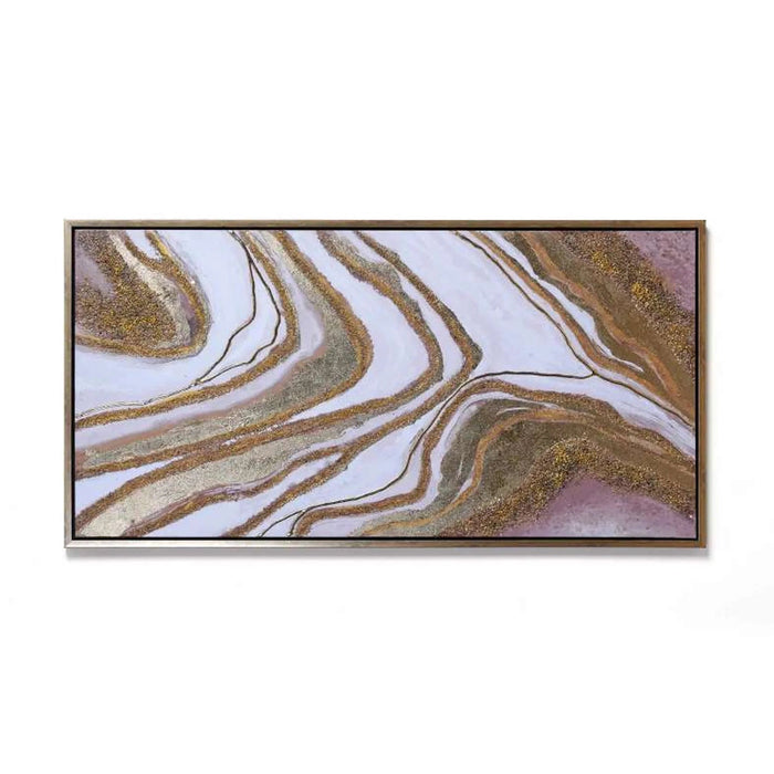 River Sand Framed Canvas Art 140X70Cm - Gold Pan Home