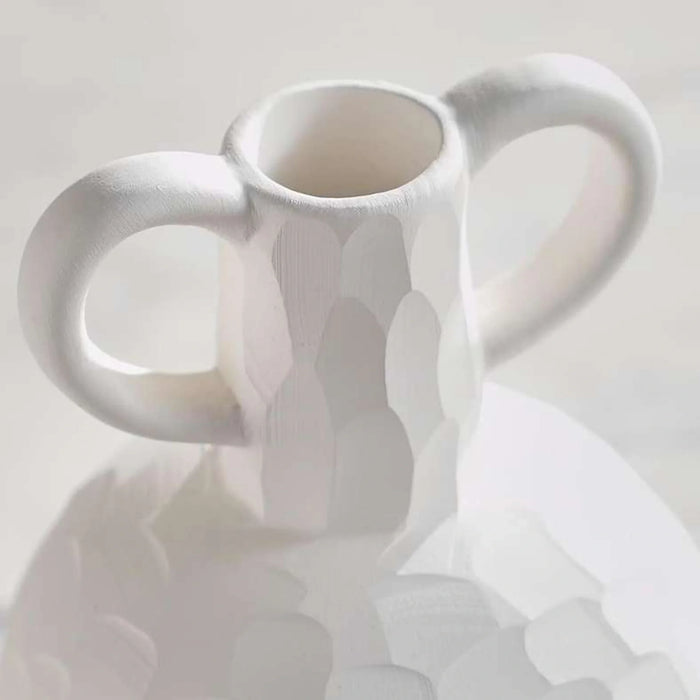 Roa Ceramic Vase With Two Handle 11.3X11.3X5.5Cm - White