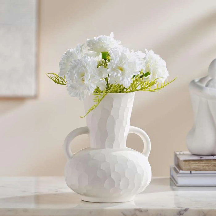 Roa Ceramic Vase With Two Handle 15.4X15X18.5Cm - White
