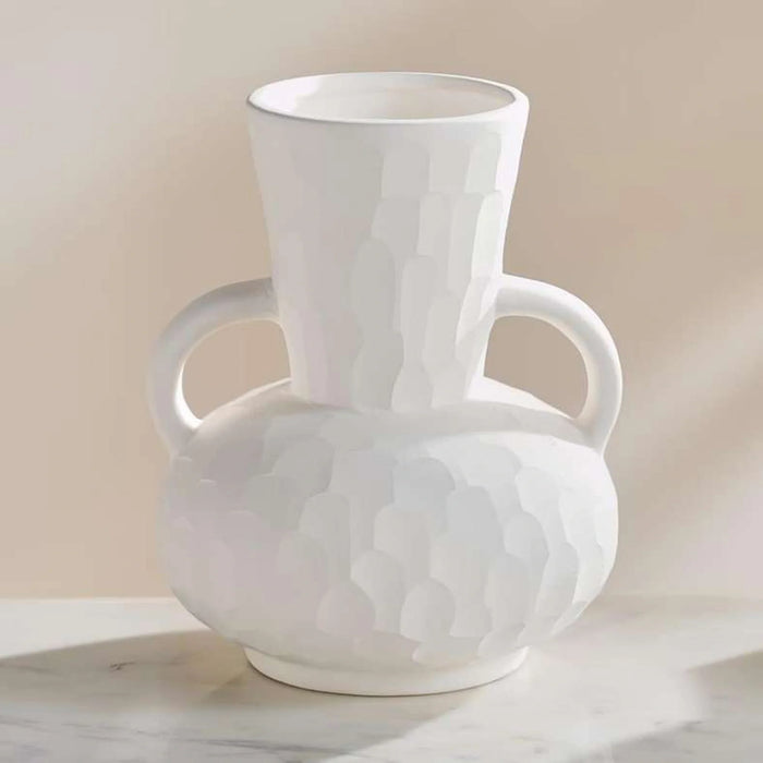 Roa Ceramic Vase With Two Handle 15.4X15X18.5Cm - White