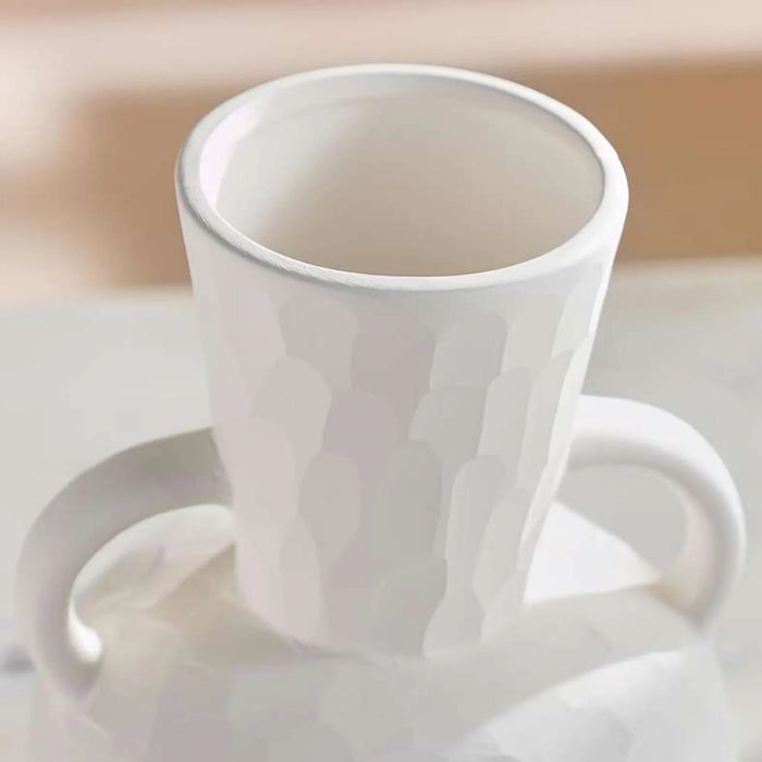 Roa Ceramic Vase With Two Handle 15.4X15X18.5Cm - White